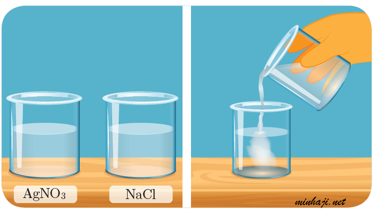 تفاعل نترات الفضة مع كلوريد الصوديوم